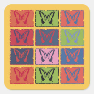 Vintage Colorful Butterfly Fine Art Square Sticker