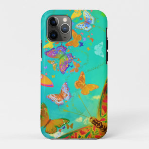 Vintage Colorful Butterfly Gold Glitter Watercolor iPhone 11 Pro Case