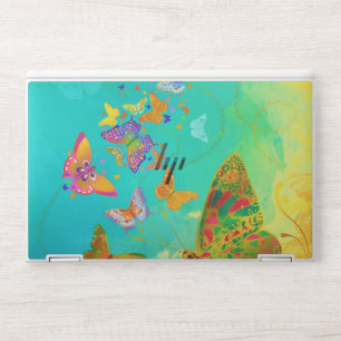 Vintage Colorful Butterfly Gold Glitter Watercolor HP Laptop Skin