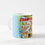 Vintage Colorful California Map  Coffee Mug<br><div class="desc">A vintage,  illustrated postcard map of the state of California wonderfully illustrated. The postcard image can be moved to show another area of the state on the mug. The background color can also be changed.</div>