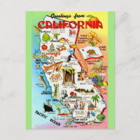 Vintage Colorful California Map