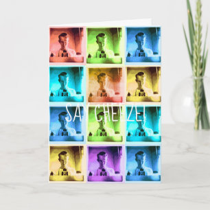 VINTAGE COLORFUL CAMERA GUY SAY CHEESE VINTAGE CARD