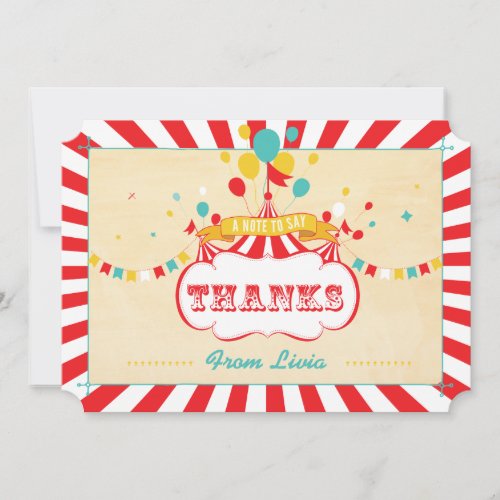 Vintage Colorful Carnival Thank You Cards
