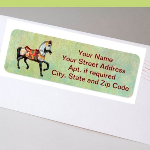 Vintage Colorful Carousel Horse Return Address Label
