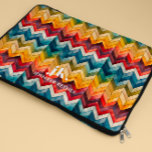 Vintage Colorful Chevron Monogram rainbow Laptop Sleeve<br><div class="desc">Presenting our stylish monogram design,  showcasing large typography initials in a timeless classic font,  complemented by your name below and adorned with chic rainbow-colored chevron stripes.</div>