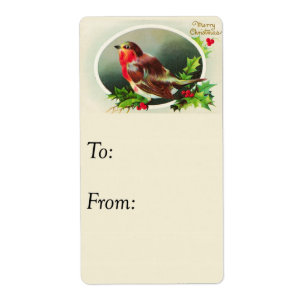 Vintage Colorful Christmas Bird Gift Tag