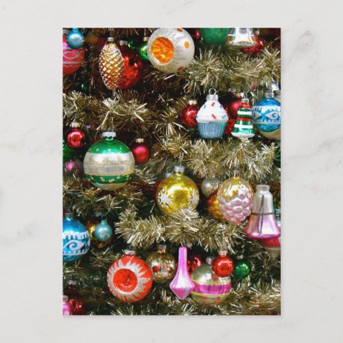 Vintage Colorful Christmas Ornaments Postcard