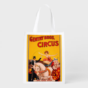 Vintage Colorful Circus Performer Poster Grocery Bag