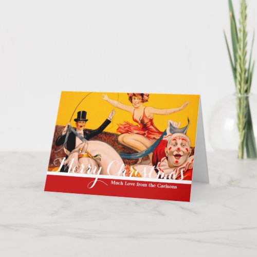 Vintage Colorful Circus Performer Poster Holiday Card