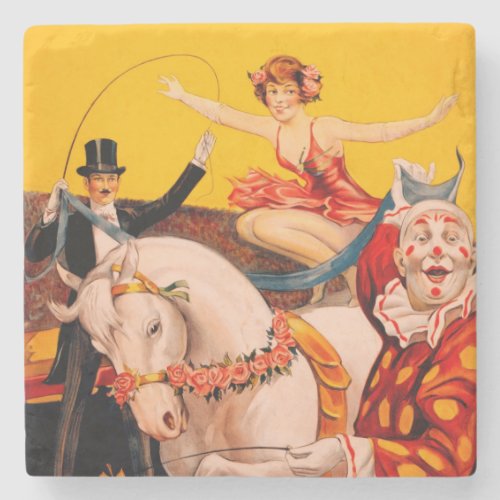 Vintage Colorful Circus Performer Poster Stone Coaster