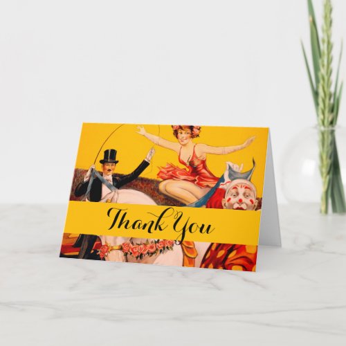Vintage Colorful Circus Performer Poster Thank You Card