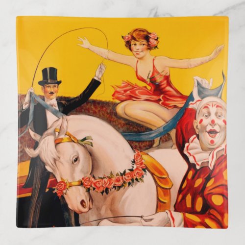 Vintage Colorful Circus Performer Poster Trinket Tray