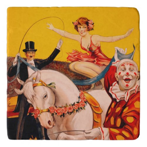 Vintage Colorful Circus Performer Poster Trivet