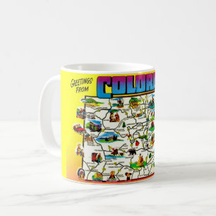 Vintage Colorful Colorado Map Mug