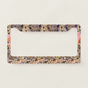 Vintage Colorful Decorative Floral Pattern License Plate Frame