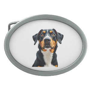 Vintage Colorful Dog Portrait Illustration Retro P Belt Buckle