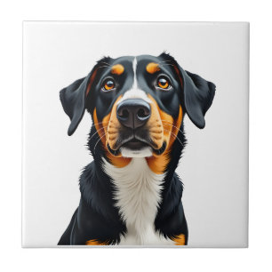 Vintage Colorful Dog Portrait Illustration Retro P Ceramic Tile
