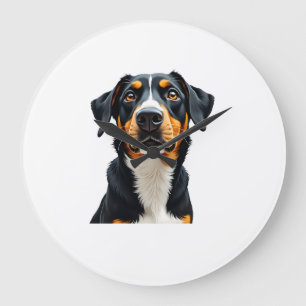 Vintage Colorful Dog Portrait Illustration Retro P Large Clock