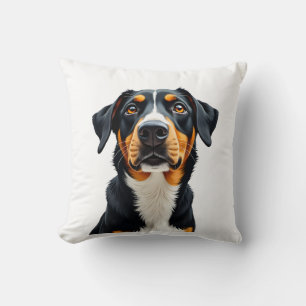 Vintage Colorful Dog Portrait Illustration Retro P Throw Pillow