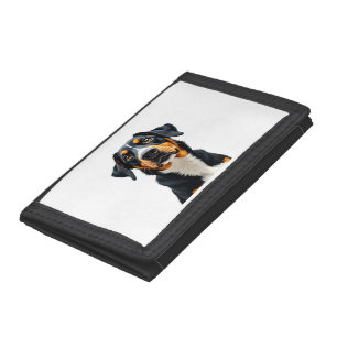 Vintage Colorful Dog Portrait Illustration Retro P Tri-fold Wallet