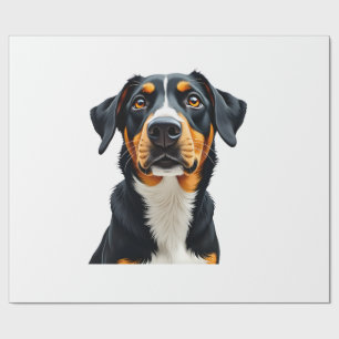 Vintage Colorful Dog Portrait Illustration Retro P Wrapping Paper