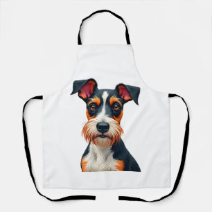 Vintage Colorful Dog Portrait Illustration Retro T Apron