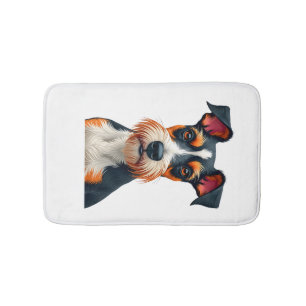 Vintage Colorful Dog Portrait Illustration Retro T Bath Mat