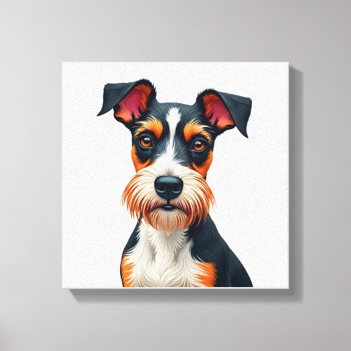 Vintage Colorful Dog Portrait Illustration Retro T Canvas Print