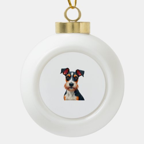 Vintage Colorful Dog Portrait Illustration Retro T Ceramic Ball Christmas Ornament