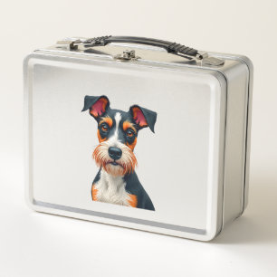 Vintage Colorful Dog Portrait Illustration Retro T Metal Lunch Box