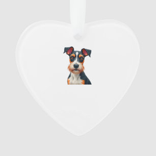 Vintage Colorful Dog Portrait Illustration Retro T Ornament