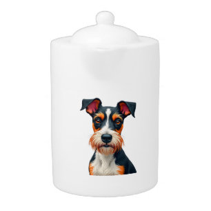 Vintage Colorful Dog Portrait Illustration Retro T Teapot