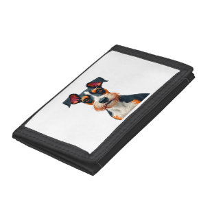 Vintage Colorful Dog Portrait Illustration Retro T Trifold Wallet