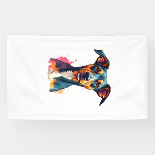 Vintage Colorful Dog Portrait Pop Art Illustration Banner