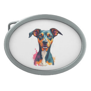 Vintage Colorful Dog Portrait Pop Art Illustration Belt Buckle