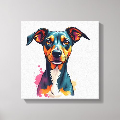 Vintage Colorful Dog Portrait Pop Art Illustration Canvas Print