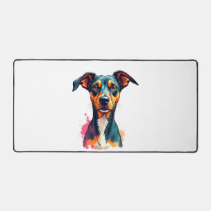 Vintage Colorful Dog Portrait Pop Art Illustration Desk Mat