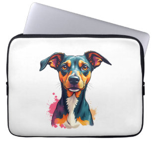 Vintage Colorful Dog Portrait Pop Art Illustration Laptop Sleeve