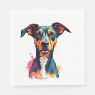 Vintage Colorful Dog Portrait Pop Art Illustration Napkins