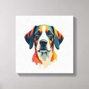 Vintage Colorful Dog Portrait Pop Art Style Pet Il Canvas Print