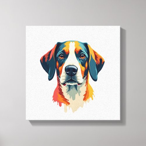 Vintage Colorful Dog Portrait Pop Art Style Pet Il Canvas Print