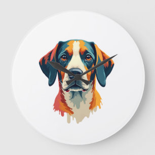 Vintage Colorful Dog Portrait Pop Art Style Pet Il Large Clock