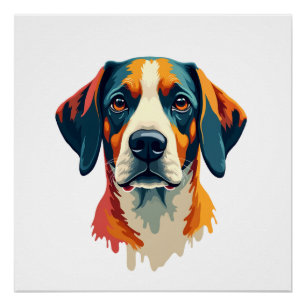 Vintage Colorful Dog Portrait Pop Art Style Pet Il Poster