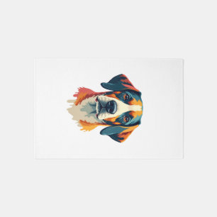 Vintage Colorful Dog Portrait Pop Art Style Pet Il Rug