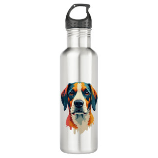 Vintage Colorful Dog Portrait Pop Art Style Pet Il Stainless Steel Water Bottle