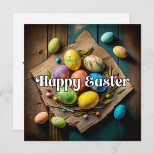 Vintage Colorful Easter Egg Collage Card