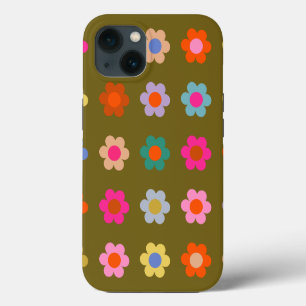 Vintage Colorful Floral Abstract Retro Flowers iPhone 13 Case