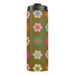Vintage Colorful Floral Abstract Retro Flowers Thermal Tumbler