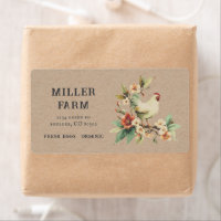 Vintage Colorful Floral Chicken Egg Carton Label