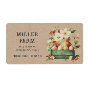 Vintage Colorful Floral Chicken Egg Carton Label